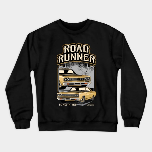 1968 Road Runner Muscle Car Crewneck Sweatshirt by milatees